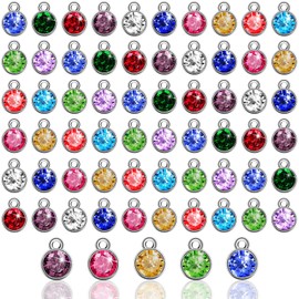 Hicarer 72 Pcs Crystal Birthstone Charms DIY Beads Pendant Crystal Charm for Jewelry Necklace Bracelet Earring Making, 7 mm (Light Colors)
