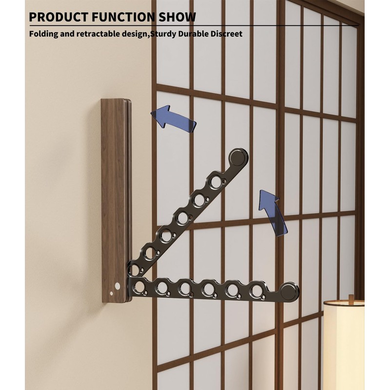 dancrul Natural Wood Folding Clothes Hanger Rack for Laundry Room,