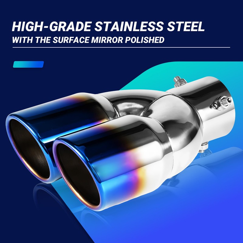 2PCS Dual Exhaust Tips, 2.5 Inch Inlet 3.5 Inch Outlet