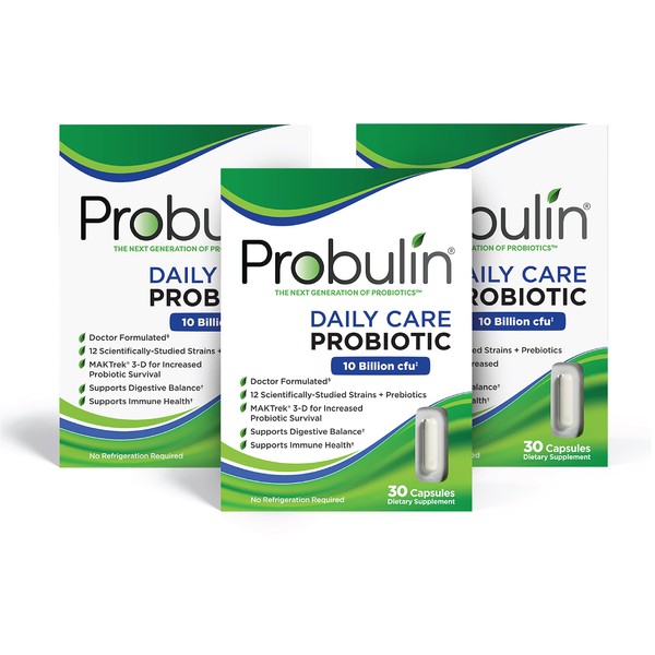 Probulin Daily Care Probiotic for Digestive and Immune Support, 30 Capsules (Pack of 3)
