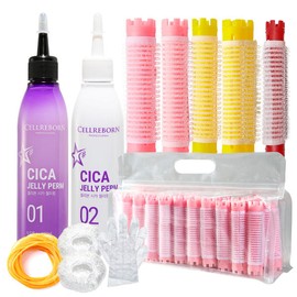 Selibon 셀리본 헤어볼륨롤스타 뿌리볼륨펌 매직찍찍이 롯드 세트 30pcs+파마약 [4호] Selibon Hair Volume Roll Star Root Volume Perm Magic Velcro Rod Set 30pcs + Perm Solution [No. 4]
