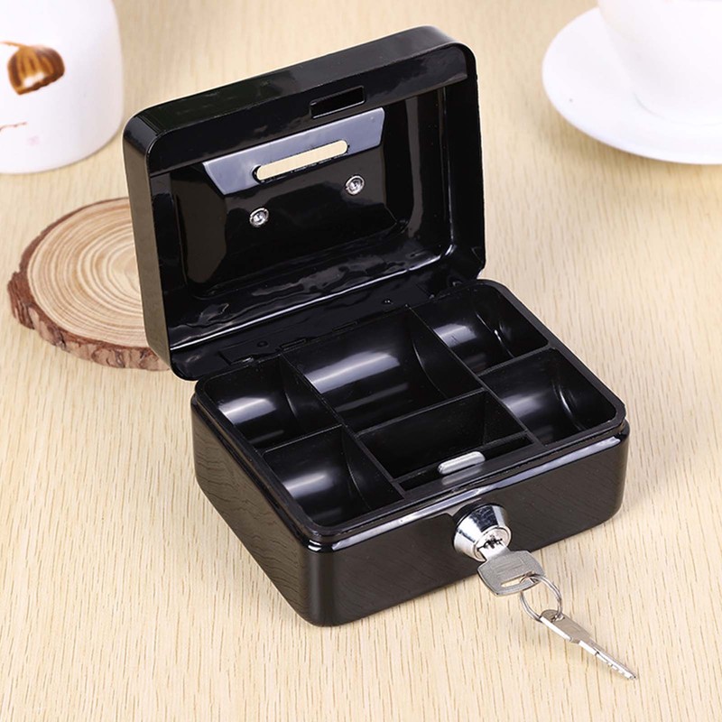 Cash Box with Money Tray Metal Storage Safe Lock Box