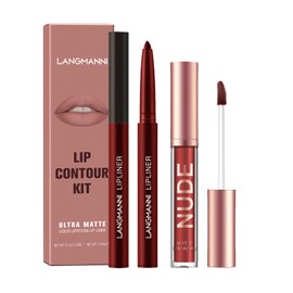 Lip Liner and Lipstick Set for Women - 2 PCS Lip Gloss Set Matte Lipsticks Long Lasting Non-Fading Waterproof Lipglosses Makeup Set Gift for Women (06#, 27g)