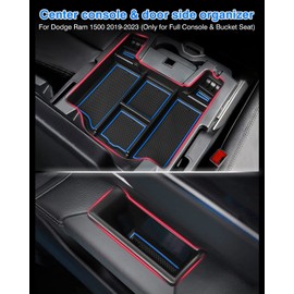 Karltys 2024 2025 Ram 1500 Center Console Organizer Door Side Handle Storage Box for Dodge Ram 1500 2019-2025 Armrest Console Organizer Door Side Insert Tray Pocket 5PCS (Blue)