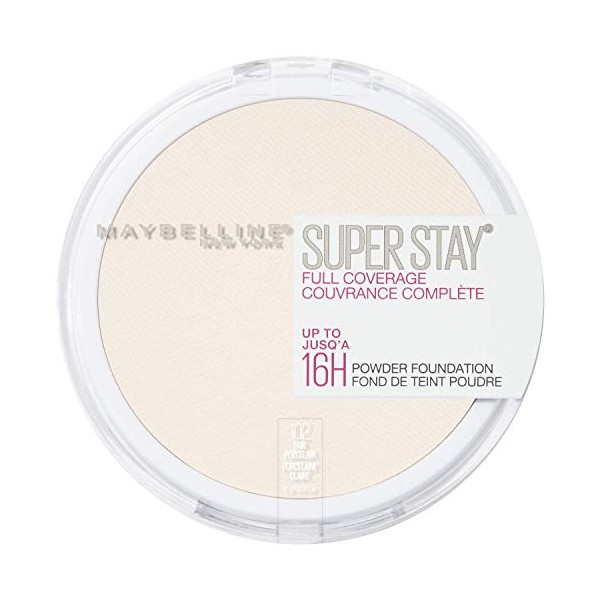 Maybelline New York Super Stay Full Coverage Powder Foundation Makeup, 102 Fair Porcelain, 0.18 Oz