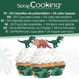 ScrapCooking 24 Dinosaur Cupcake Cases & Toppers 4905