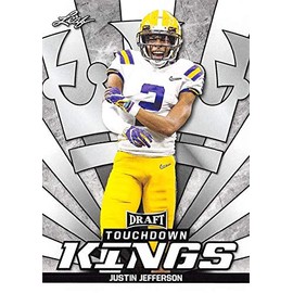 Justin Jefferson Football Card (LSU Tigers, Minnesota Vikings) 2020 Leaf Draft Touchdown Kings #87 Rookie RC