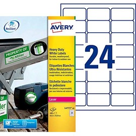 Avery L4773-20 480x Ultra-Resistant Labels 63.5 x 33.9 mm White for Laser Printers