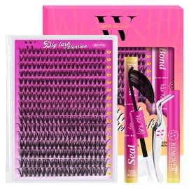 Lash Extension Kit 320PCS Eyelash Clusters 40D DIY Eyelash Extension Individual Lashes Natural Lash Clusters Kit with Lash Bond and Seal, Remover and Tweezers(D-Mix9-16mm)