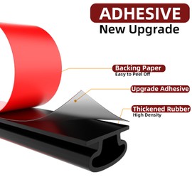 OXRQ Weather Stripping Door Seal Strip, D Shape Rubber Door Weather Stripping,Self Adhesive Doors Seal Strip for Window Frame Weatherstripping Soundproofing Insulation (Black, 33FT)