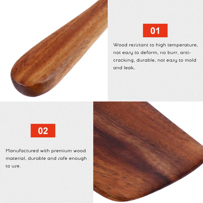 VICASKY Long Handle Wood Spatula Crepe Batter Spreader Kitchen Cooking