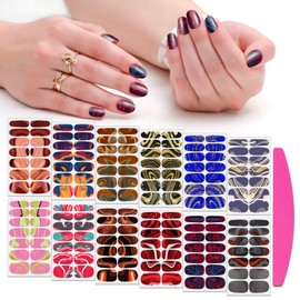 SILPECWEE 12 Sheets Nail Wraps for Women Nail Polish Strips Color Blending Self Adhesive Nail Polish Stickers Gel Nail Strips Nail Art Accessories with 1pc Nail File (Classic Style)