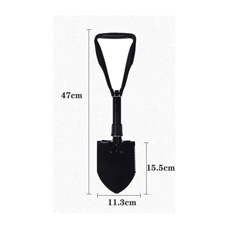 Large 47 cm Multifunctional Folding Shovel, Folding Shovel with Storage