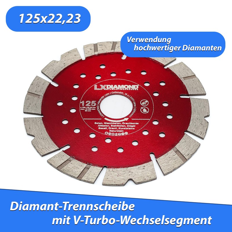 LXDIAMOND Diamond Cutting Disc 125 mm x 22.23 mm Suitable