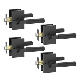 Amerdeco 4 Pack Matte Black Privacy Door Handles, Black Door Handles Interior,Knurled Black Door Lever, Heavy Duty Bedroom and Bathroom with Lock,Reversible Keyless for Right & Left Side