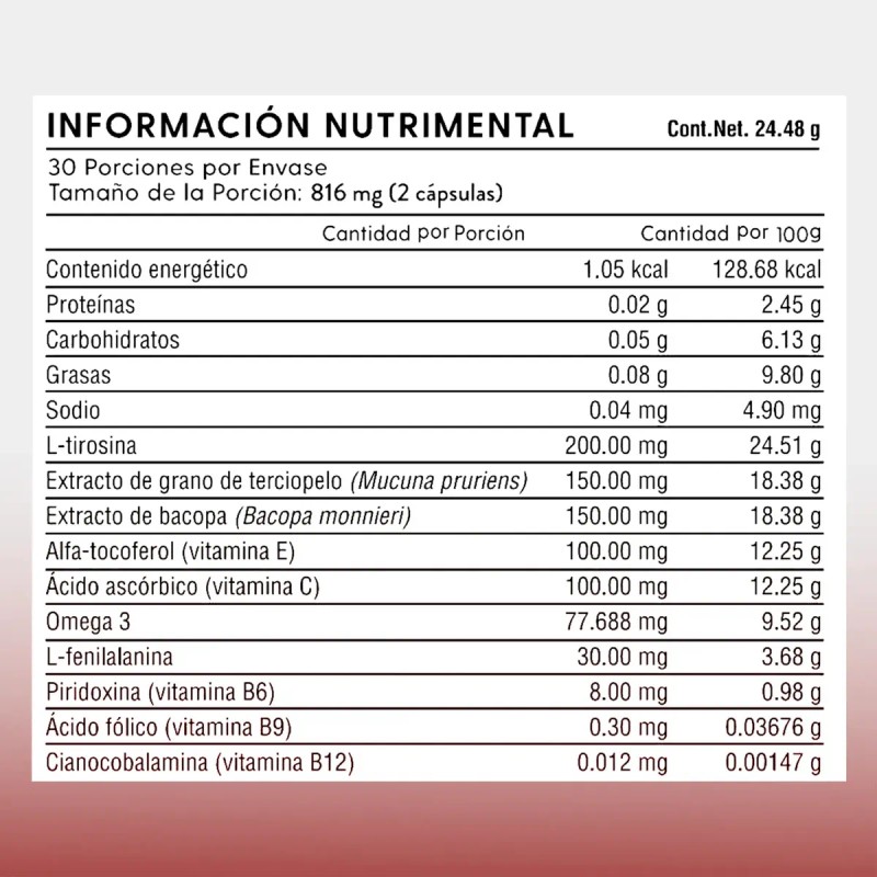 Suplemento Dopamind Tirosina Omega Nootrópicos Cápsulas Vitaminas Esenciales Health Hack