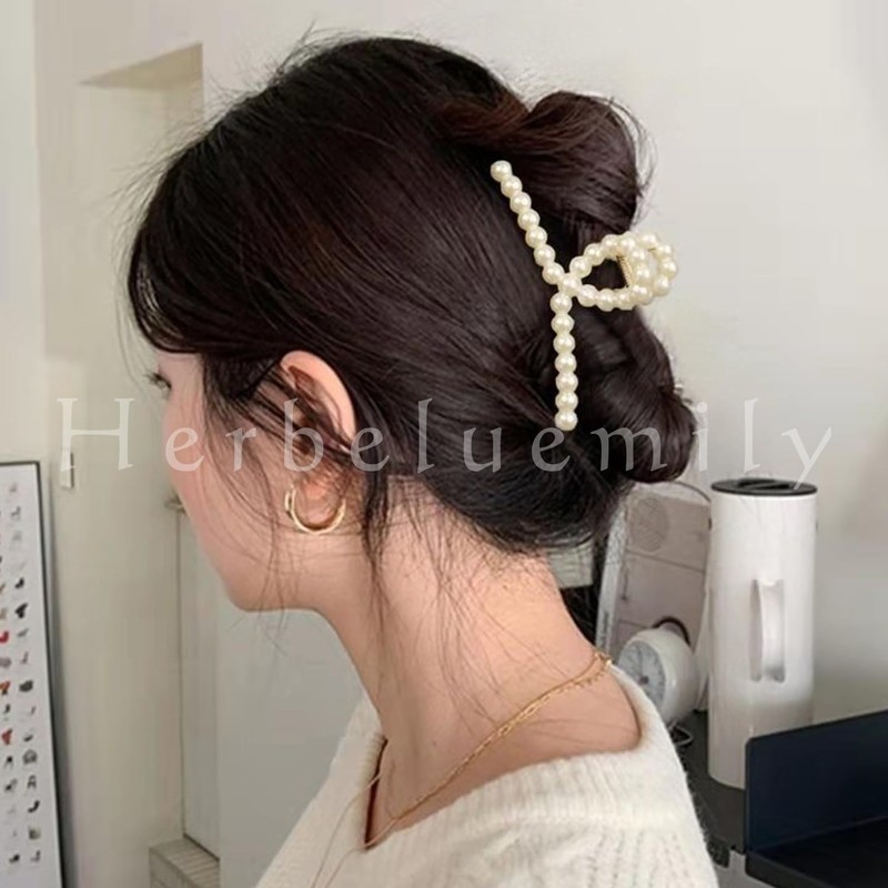 Herbeluemily Hair Clip Hair Claw Hair Accessories Barrette Pearl Bijou