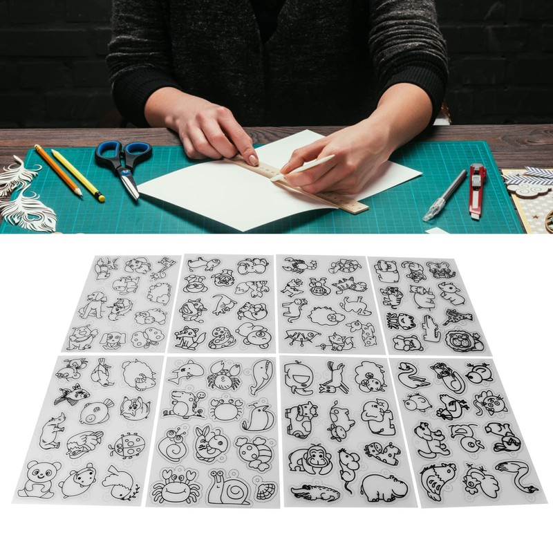8 Pieces Shrink Wrap, Pattern Plastic Faux Sheets, Cute Animal