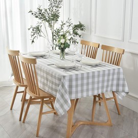 maxmill Checkered Tablecloth Stain Resistant Waterproof and Wrinkle Resistant Washable Heavy Weight Table Cloth Gingham for Dining Room and Outdoor Use, Rectangle 60 x 120 Inch Gray and White