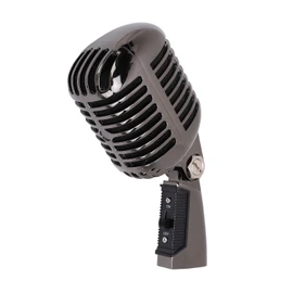 Classic Retro Dynamic Vocal Microphone - Old Vintage Style Metal Unidirectional Cardioid Mic, Universal Stand Adapter, for Live Performance, Studio Recording, Podcast