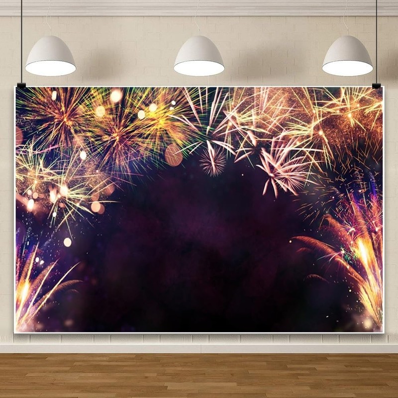 Uiiooazy Happy New Year Backdrop 5x3ft New Year Eve Sparklers