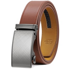 Zitahli Belt Men, Ratchet Belt Dress with 1 3/8" Premium Leather,Slide Belt with Easier Adjustable Automatic Buckle,Trim to Fit Size 30"-36"