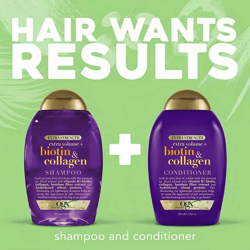 Ogx Shampoo Volumen Y Fuerza De Biotina Y Colageno 385ml