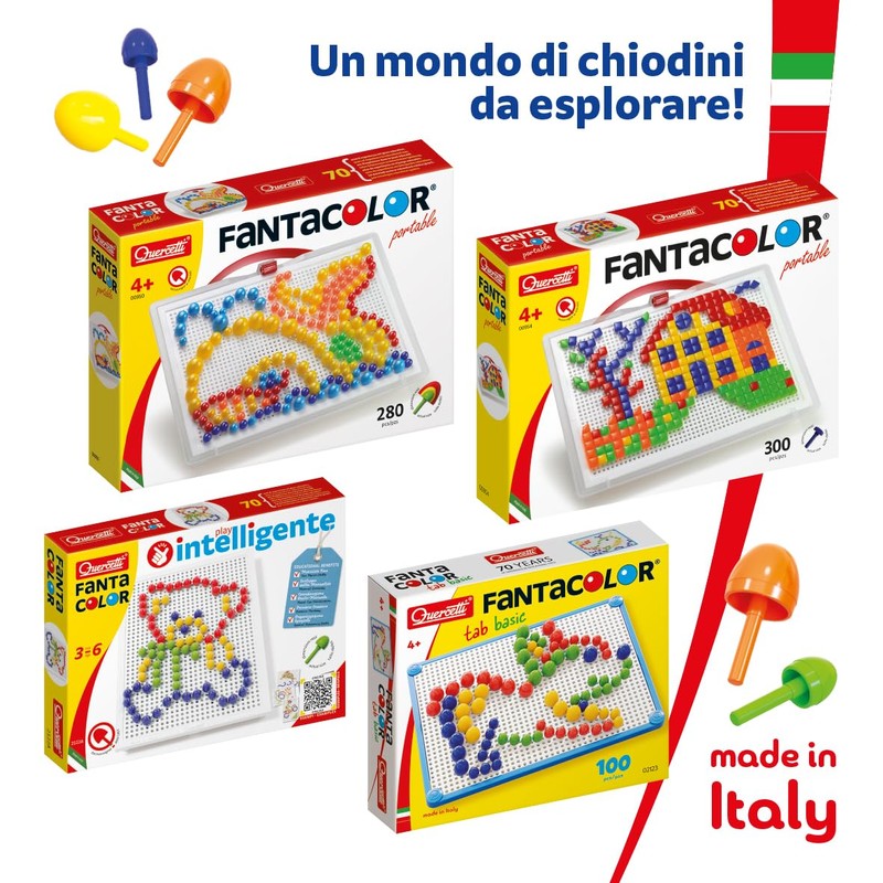 Quercetti Fantacolor Tab, Gioco Chiodini per Bambini con 150 Chiodini