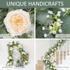 TOCHGREEN 2 Pack 12Ft Artificial Eucalyptus Flower Garland with Champagne
