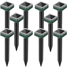 Mole Repellent Solar Powered, Snake Vole Repellent Outdoor Waterproof,Upgraded Ultrasonic Deterrent Groundhog Squirrel Gopher Deer and Chipmunk for Garden Lawns & Yard,10 Pack