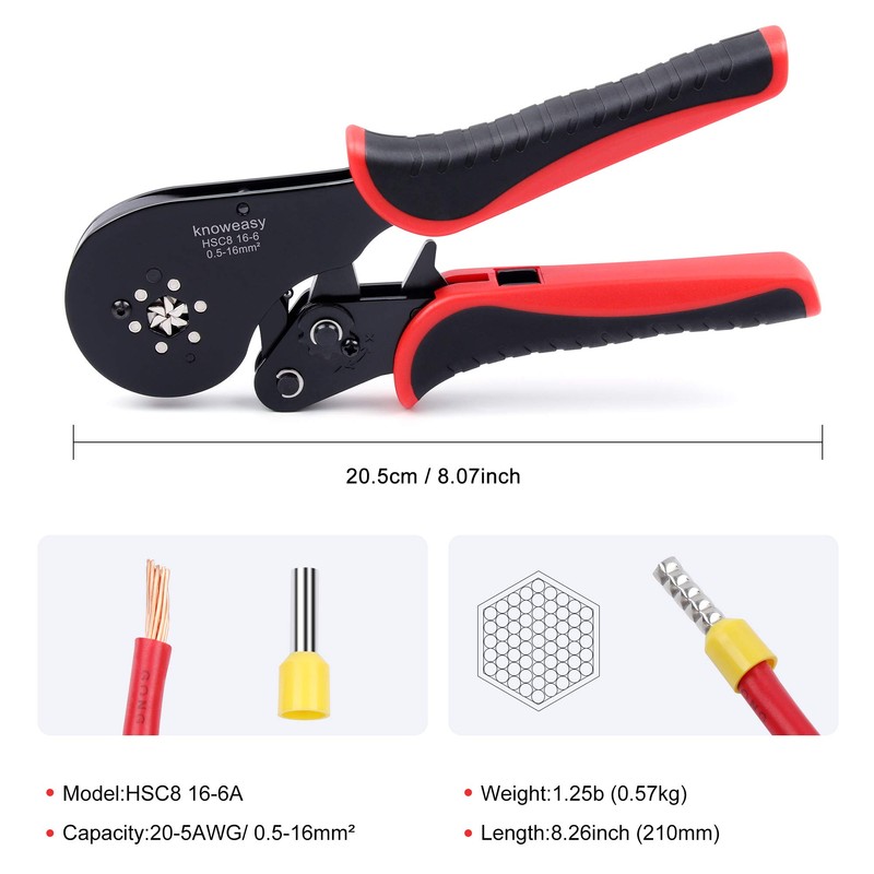 Hexagonal Ferrule Crimping Tool,Knoweasy 16-6 Ferrules Crimp Tool and Hexagonal
