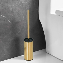 SUNTAI Round Toilet Brush Holder Stainless Steel 304 Bathroom Accessory Standing for Bathroom, Gold