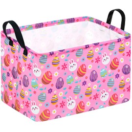 DUYIY Easter Gift Basket Eggs Storage Basket Kids Toys Storage Basket Organizer Box Clothes Laundry Hamper Bunny Nursery Basket with Handles