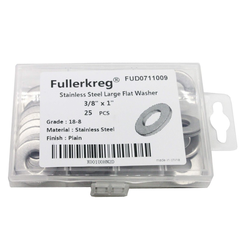 FullerKreg 3/8" x 1" OD Stainless Flat Fender Washers，1" Outside