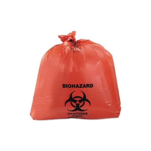 Plasdent PS8653 Biohazard Bags Can Liner 10 Gallon Red 250/Pk