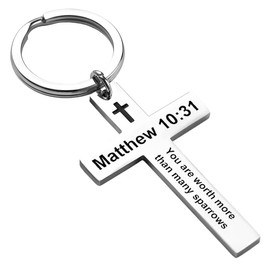 Inspirational Quotes Keychain Cross Accessories for Men Women Christian Encouragement Gifts for Son Daughter Christian Birthday Christmas Gifts for Grandson Granddaughter Positive Gift Ideas