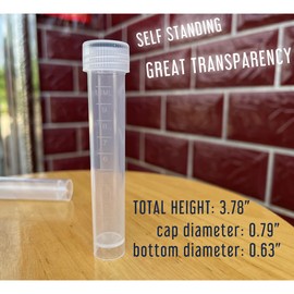 LAMPPE 10 Piece 10ml Transparent Plastic Vial Tube with Screw Caps, Graduated Leakproof Aquarium Water Test Tube Replacement Sample Vial Holder Container for Needle Seed Bead Small Screw Tiny Stone