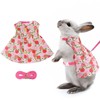 Bunny Dress Leash Set Peach Print Pet Rabbit Costume Adjustable