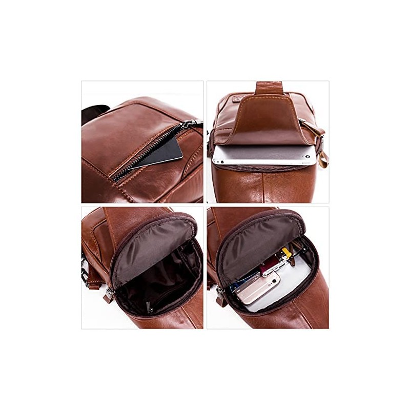 Leathario Chest Bag Shoulder Bag Men Genuine Leather Shoulder Bag