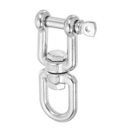 sourcing map Heavy Duty M10 Double Swivel Eye Hook, 304 Stainless Steel Ended Eye x Jaw Chain Swivel Shackle Ring Connector Load 600 KG/1322 lbs for Hanging