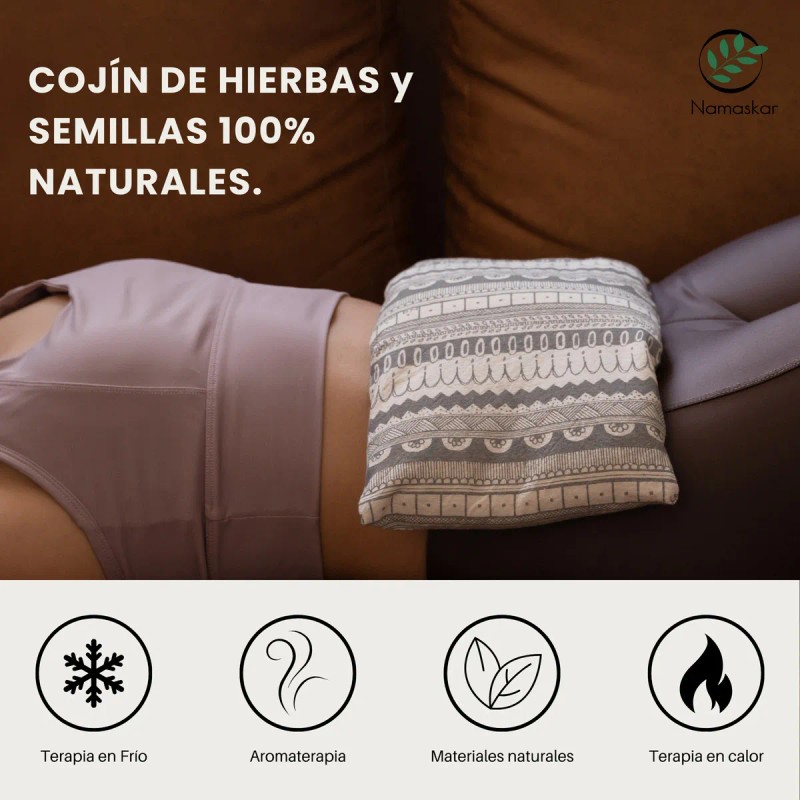 Cojín Compresa Namaskar Frío/Calor Semillas y Hierbas Para Dolores
