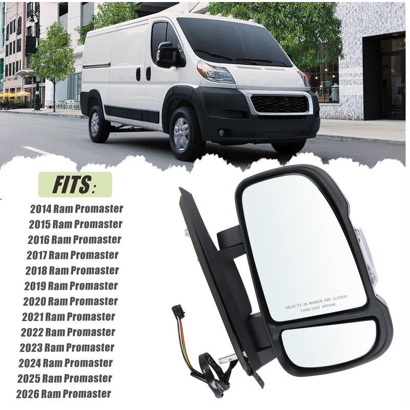 Lqito Right Passenger Side Mirror Compatible with 2014-2026 Ram Promaster