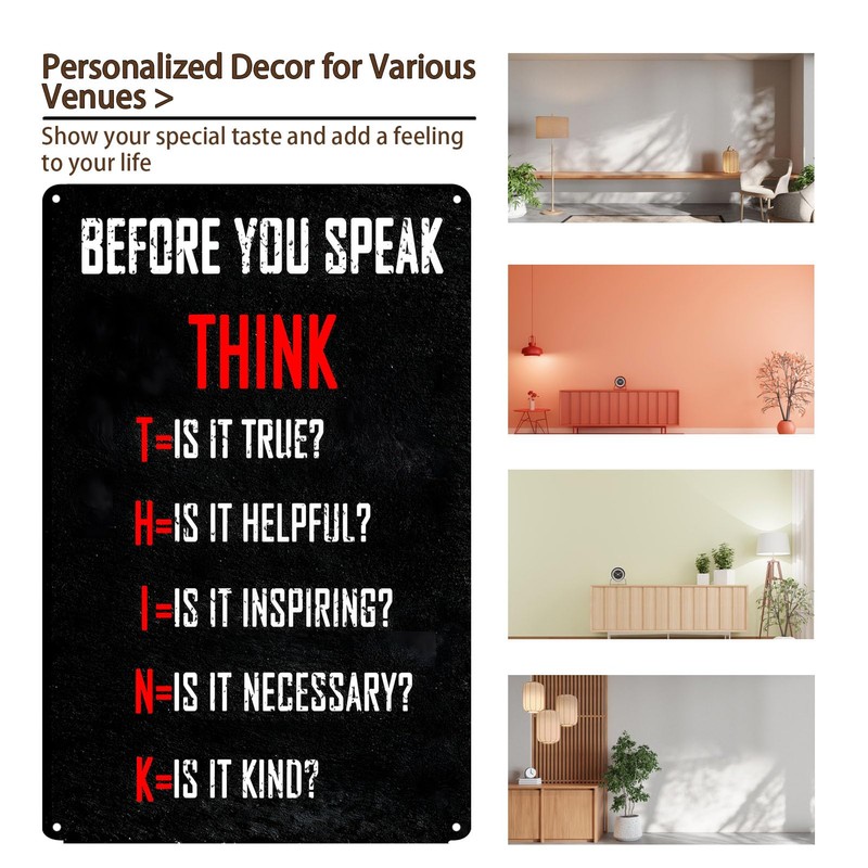"Before You Speak Think" Classroom Positive Quotes Inspirational Wall Art