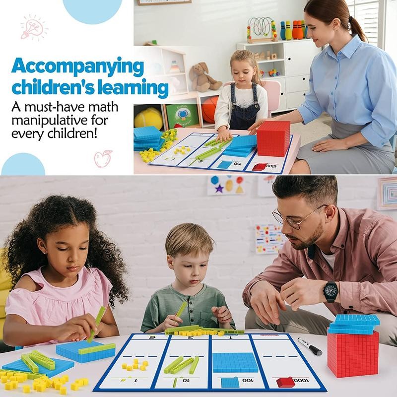 Torlam 131 PCS Base Ten Blocks for Math - Place