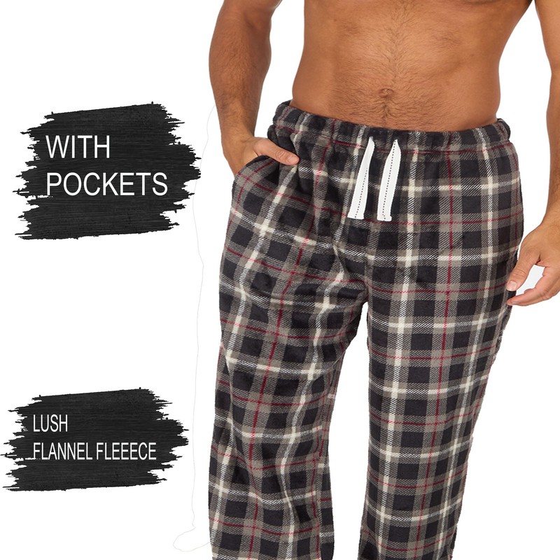 INSIGNIA 2 Pack Mens Fleece Check Pyjamas Lounge Pants Bottoms