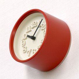 Lemnos WR07-15 RE Lemnos Wall Clock, Dual Use, Stand Included, RIKI Small Watch, Red