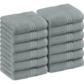Utopia Towels 12 Pack Premium Wash Cloths Set (12 x 12 Inches) 100% Cotton Ring Spun, Highly Absorbent and Soft Feel Washcloths for Bathroom, Spa, Gym, and Face Towel (Cool Grey)