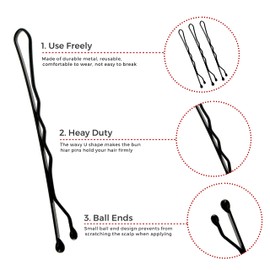 Black Hair Pins 100 Pcs Black Bobby Pins Black Hair Grips Kirby Grips Hair Pins for Buns, Bun Pins with Box Great Hair Grips for Thick Hair grips black Pins Hair Accessories(5.5cm)…