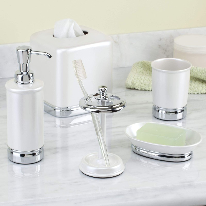 iDesign Metal Toothbrush Holder Cup for Bathroom Organization The York