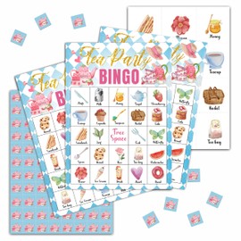 Tea Party Bridal Shower Games, Tea Party Bingo Game, Tea Party Decorations, Wonderland Party Favors, 24 Players Bingo Games for Bridal Shower, Bachelorette Party, Wedding, Engagement Party (C08)